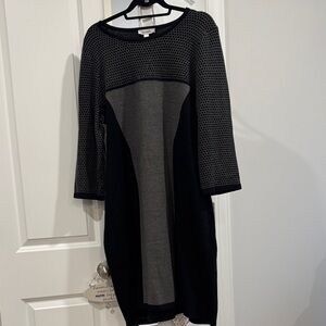 dressbarn Black and Gray Long Sleeve Dress